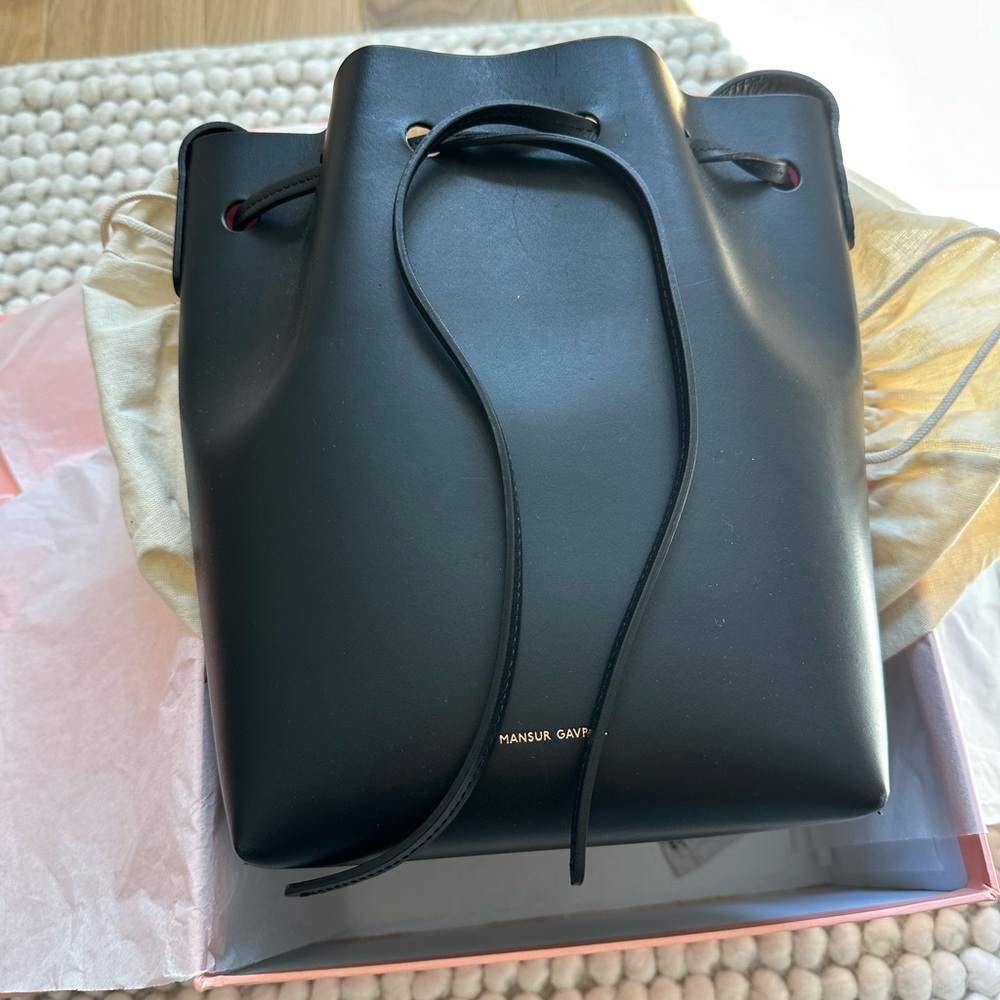 Mansur Gavriel Mini Bucket Bag Black/Flamma Color